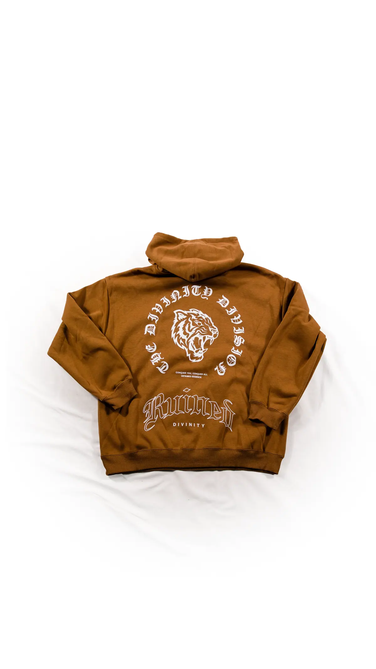 Camel hoodie with a full back print