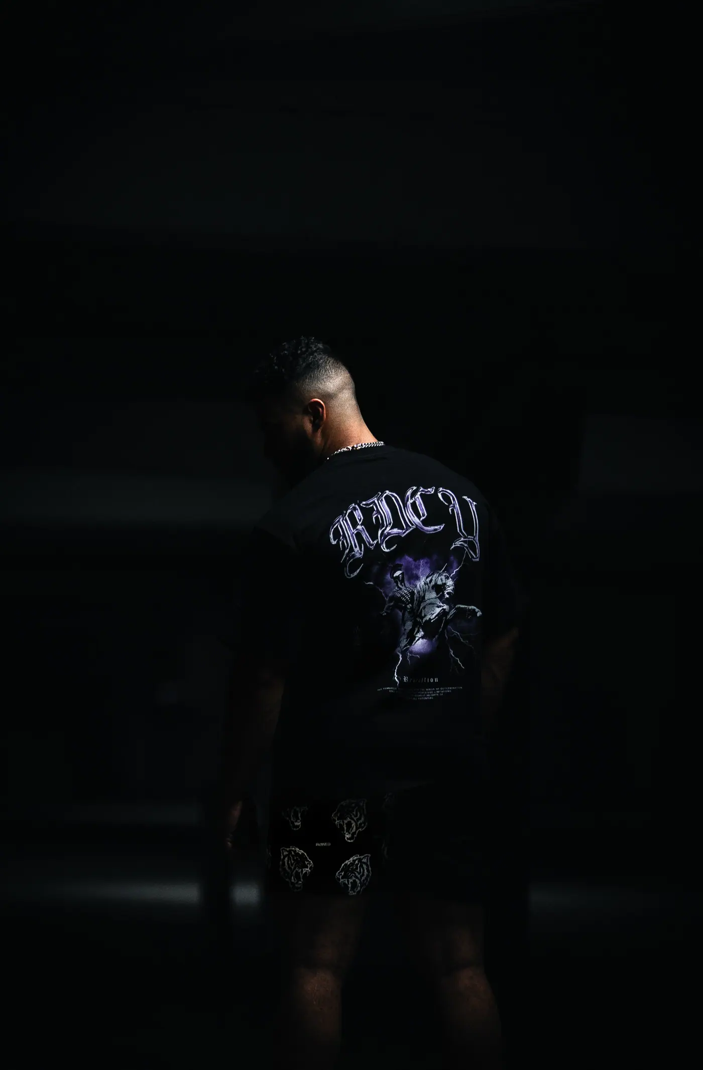 Back graphic caught in low light